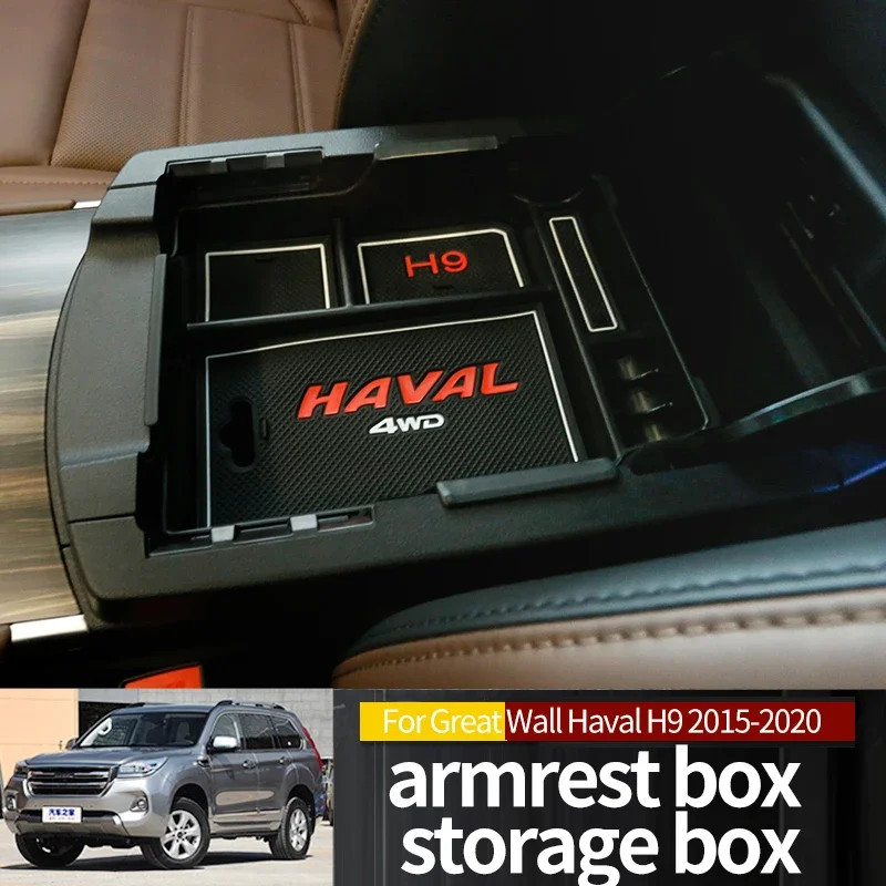 For Great Wall Haval H9 2015 to 2022 Central Armrest Storage Box Organizer Center Console Non-slip