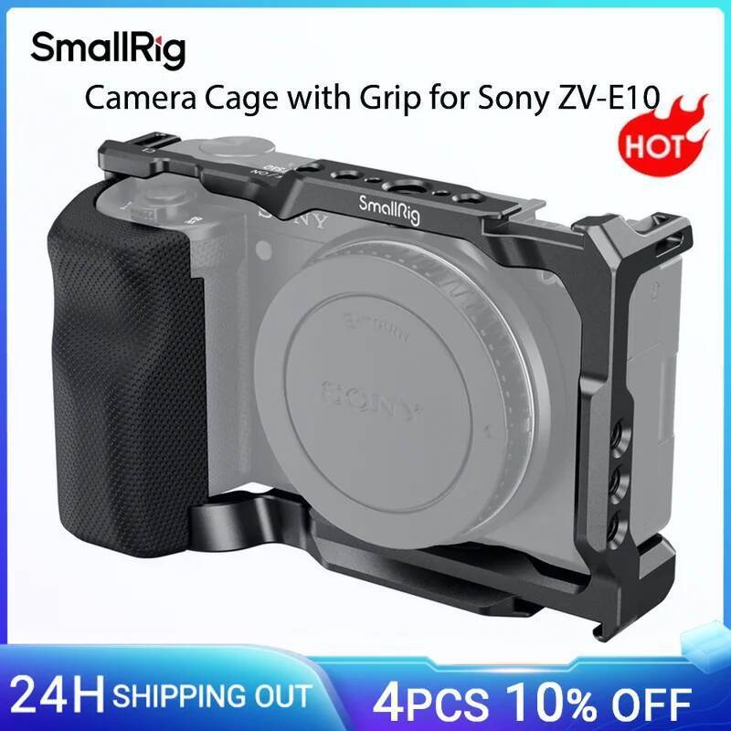 SmallRig สําหรับ Sony ZV-E10 กรงซิลิโคน Grip และแผ่น Quick Release ในตัวสําหรับ Arca-Swiss Cage Rig 