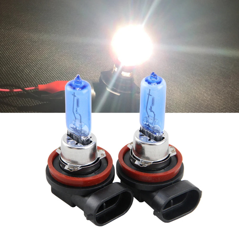 A Pair of H8 H9 H11 12V 65W 6500K Super White Light Auto Car Halogen Bulb Front Fog Light Headlight