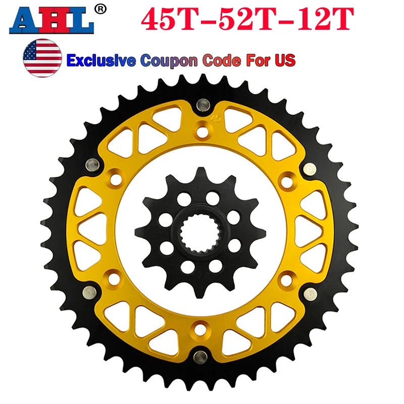 Motorcycle 45T~52T 12T Front & Rear Sprocket For SUZUKI RM125 RM-Z250 RMZ250 N P R S T K6 K7 K8 K9