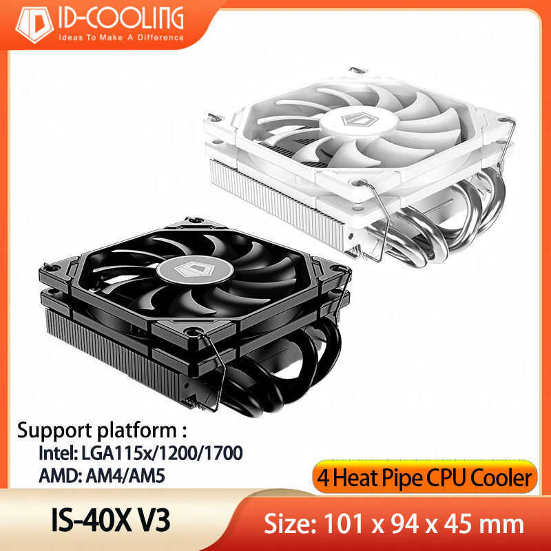 ID-COOLING IS-40X V3 Low Profile CPU 45 มม.ความสูง 4 Heatpipes Air Cooler 15 มม.พัดลมแบบบางสําหรับ L
