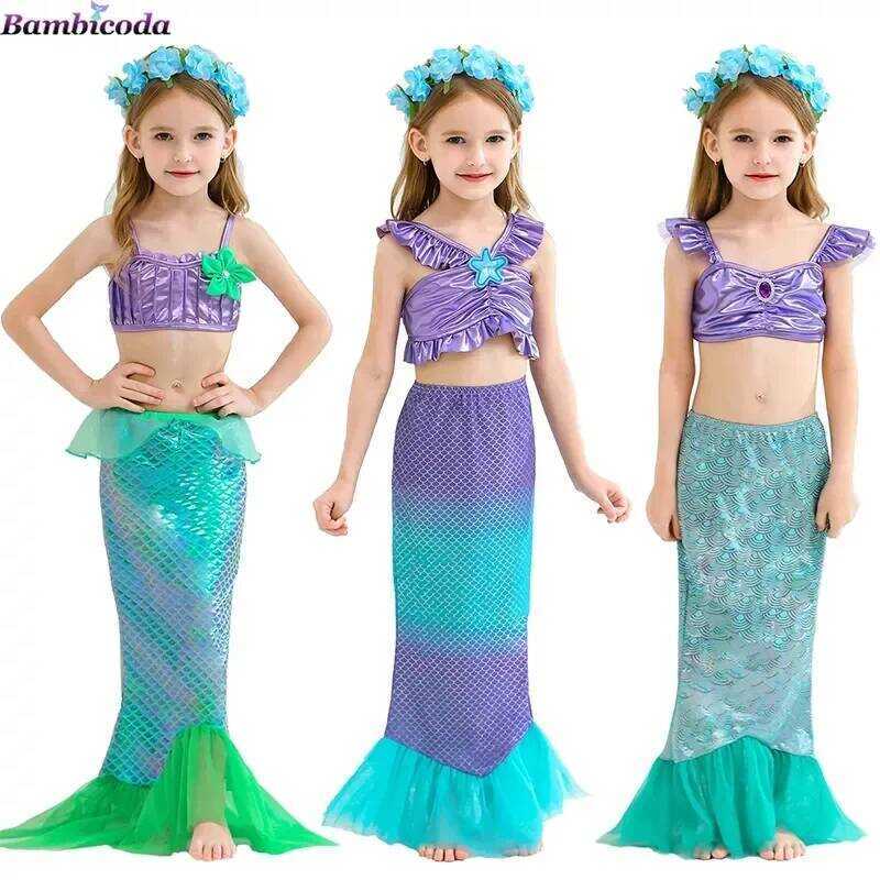 C Girls Little Mermaid Ariel Princess Dress Sequins Dress Ball Gown Performance Dress Fancy Costume