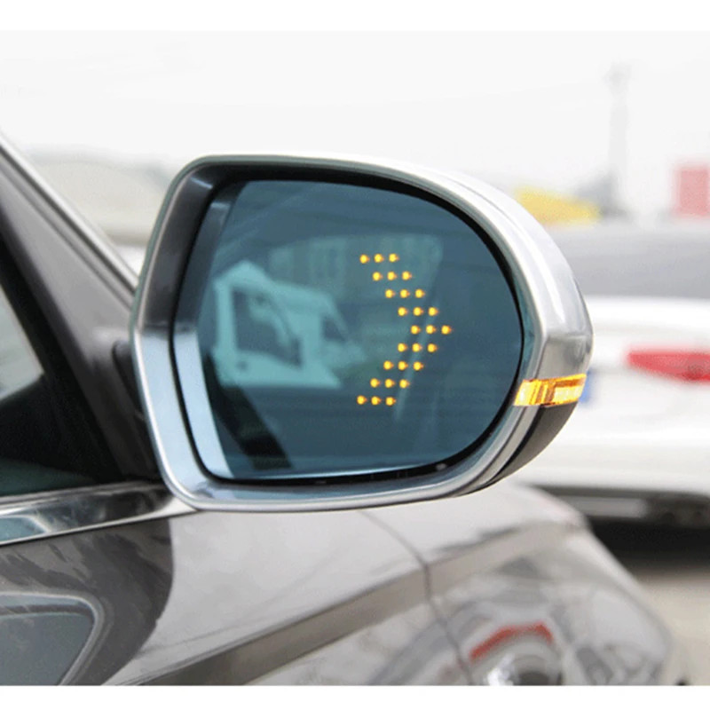 Blue Wing Mirror Glass Heated Angle Wide Glare Proof LED Turn Signal Lamp for AUDI A6 S6 A6 ALLROAD