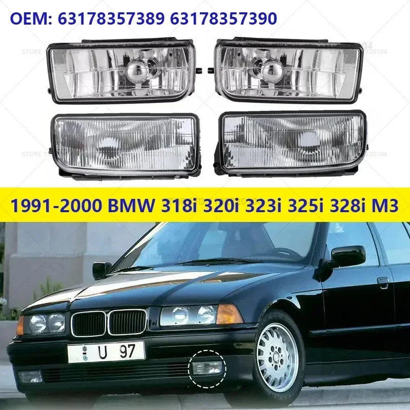 For 1991-2000 BMW 318i 318is 318ti 320i 323i 325i 325is 328i M3 (E36) Front Bumper Fog Lights (no B
