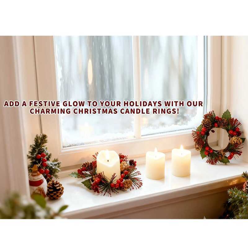 C Elegant Christmas Candle Ring With Soft LED Glow And Glass Cup Versatile Holiday Decor For Table