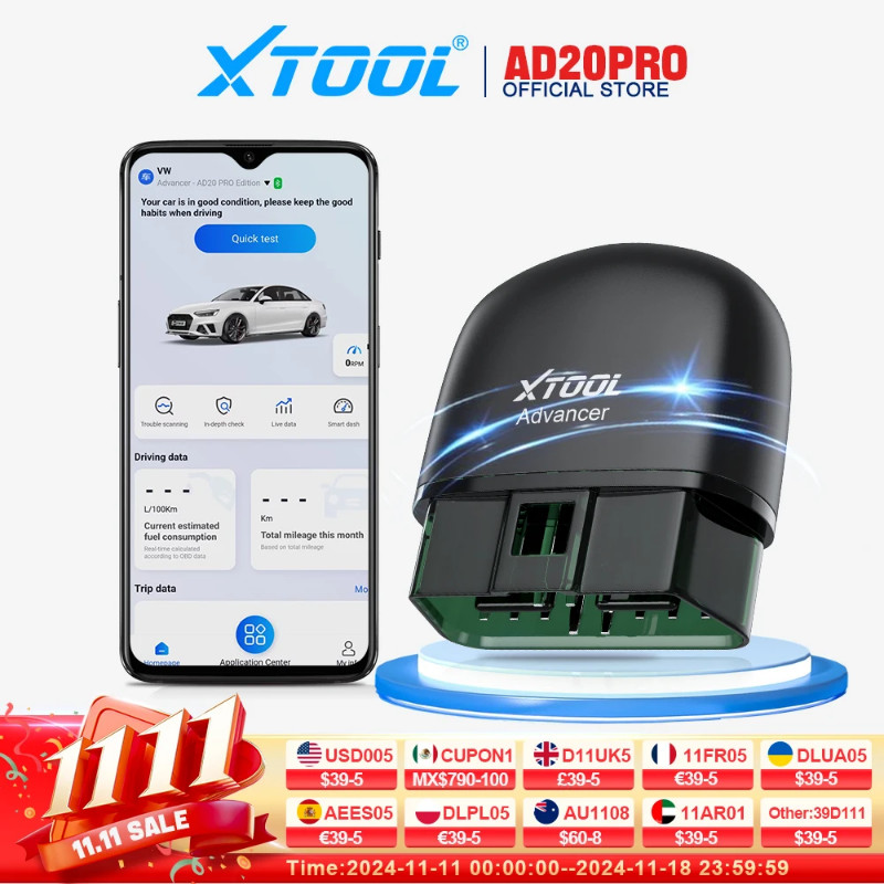 XTOOL Advancer AD20Pro OBD2 Bluetooth Scanner Full System Car Diagnostic Tool obd2 Scanner Oil Rese