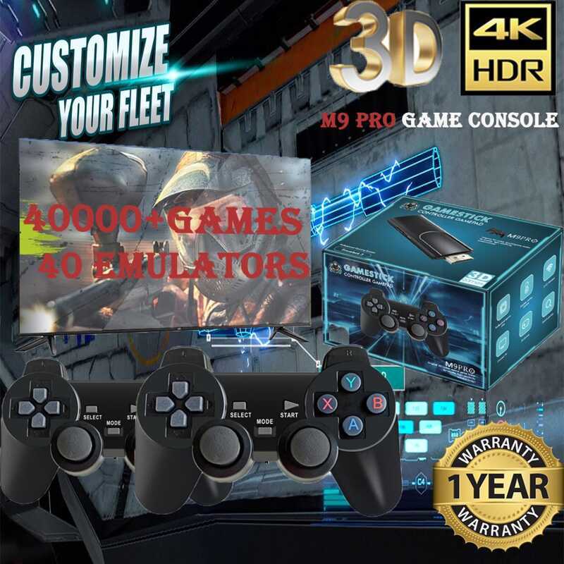 LZD M8/M9 Pro คอนโซลวิดีโอเกม 4K 2.4G ไร้สายคู่ 40000 + เกม 64G Retro Classic Gaming Gamepads TV Fam