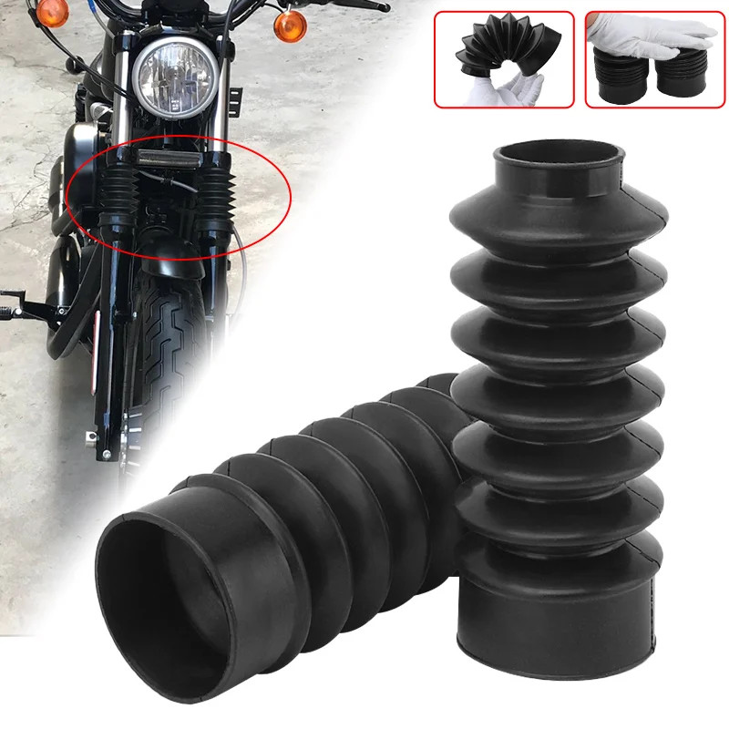 39mm Motorcycle Rubber Front Long Fork Boots Gators Covers Protection For Harley Dyna FXD Sportster
