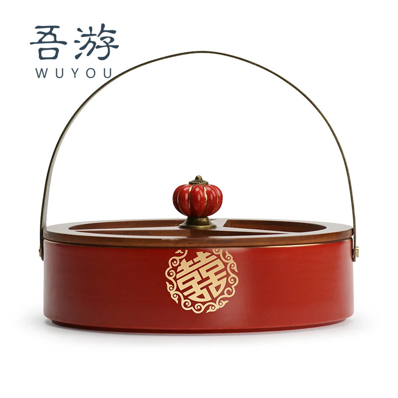 Wedding fruit plate, wedding candy box, ceramic dried fruit box, fruit plate, tea melon seed plate,