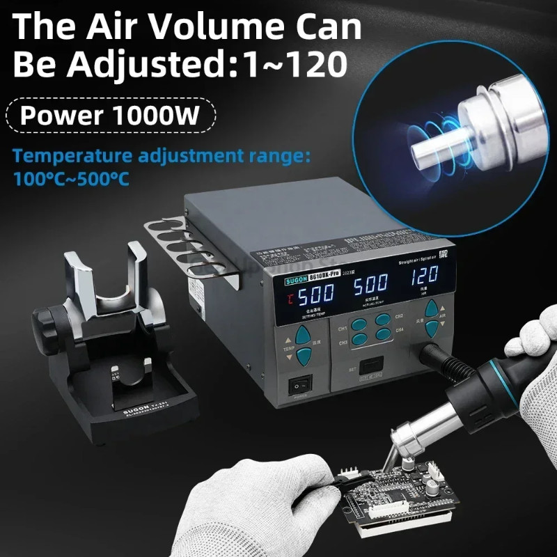 8610DX Pro 1000W Hot Air Rework Station Microcomputer Digital Display BGA Rework Station Curved Noz