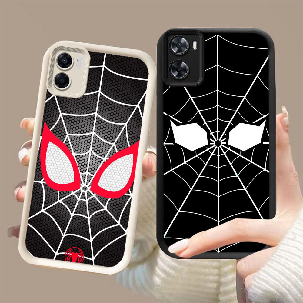 DJ-46 Spiderman ปลอกซิลิโคนสีดําและสีขาวสําหรับ OPPO Realme A36 A57s A76 C33 9i A77s A57 A96 A57e A7