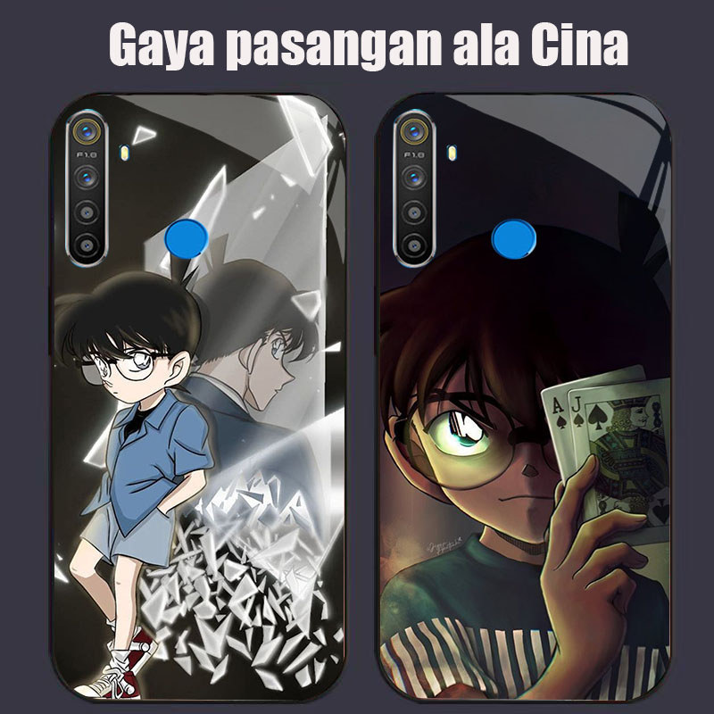 DK-60 Detective Conan ปลอก GLASS กรอบนุ่มสีดํา OPPO Realme Narzo Reno F27 20 C65 3 5i 5 20A 7 3i 12F