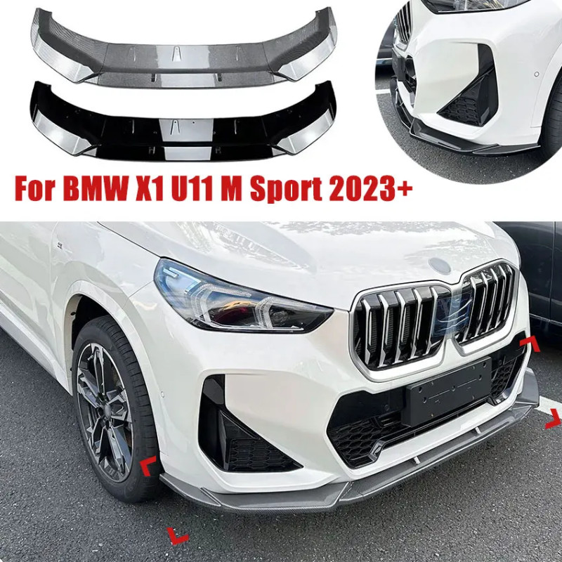 For BMW X1 U11 M Sport 2023+ Car Three Stage Front Bumper Lip Spoiler Front Shovel Lower Splitter D