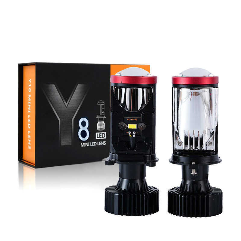 ไฟหน้ารถ LED เลเซอร์เลนส์ Y8D ไฮไลท์ LED ไฟหน้า H4 รถจักรยานยนต์ Dual Light Spotlight ไฟหน้าระยะทางใ