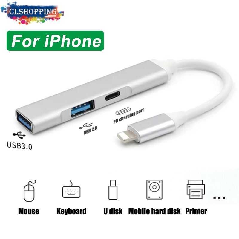 Lighting USB 3.0 Hub Splitter Fast Charger Dock Adapter OTG สําหรับ iPhone