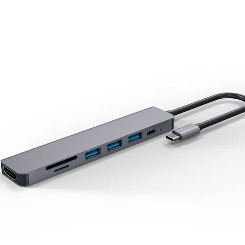 Tpye-c to HDMI Docking Station 7 in 1 Docking Station TF/SD Card Reader usb hub อลูมิเนียมอัลลอยด์ D