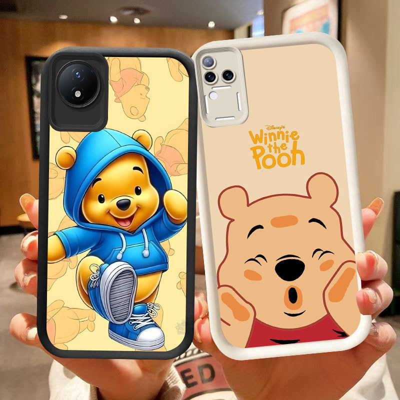 DK-80 Winnie the Pooh ปลอกซิลิโคนสีดําและสีขาวสําหรับ VIVO Y29 Y02a V50 V30E V30 T4 Y02 Y02t Pro 5G
