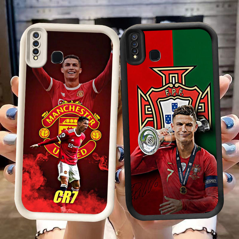 DK-87 ฟุตบอล star Ronaldo ปลอกซิลิโคนสีดําและสีขาวสําหรับ VIVO Z1 Y30 Y12 Y19 V15 Y50 Y17 Y15 Pro