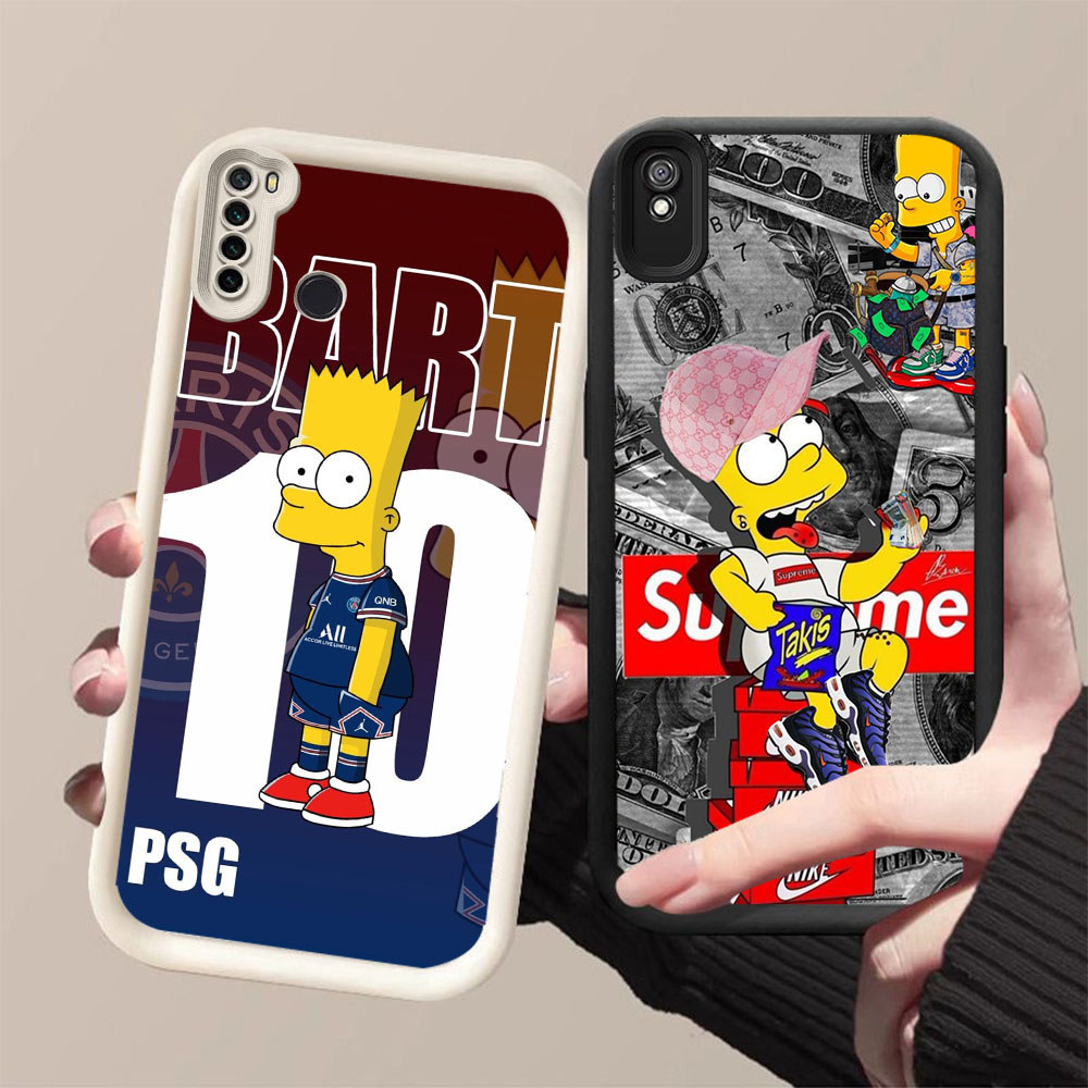 DJ-45 Simpson Silicone Casing สีดําและสีขาวสําหรับ Redmi Note 6A 7 9T 9A Pro