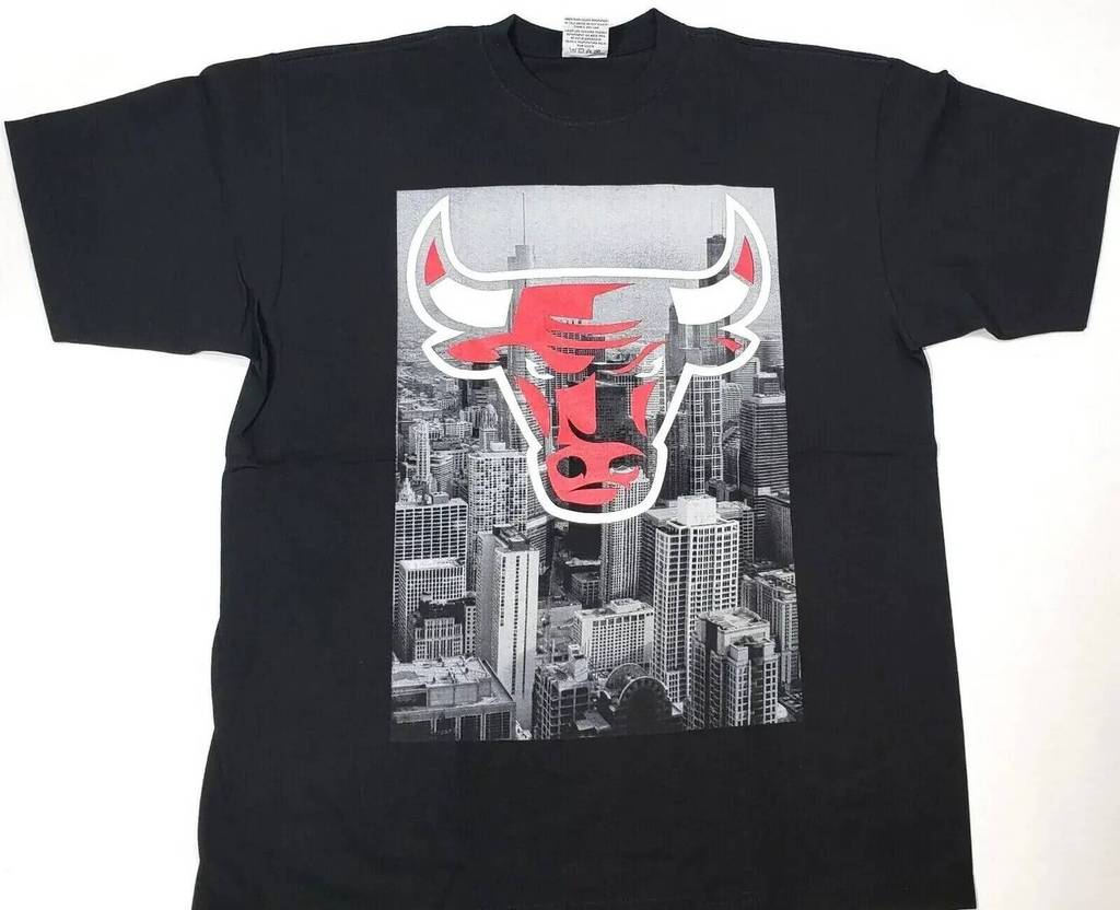 เสื้อยืด Chicago City Chi Town Windy City Bulls Tee Mens Black New