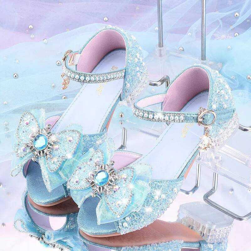 C Girl Sandal Children Crytal Shoe Summer Kid Glitter Shoe High Heel Sequined Rhinetone Pendant Ope