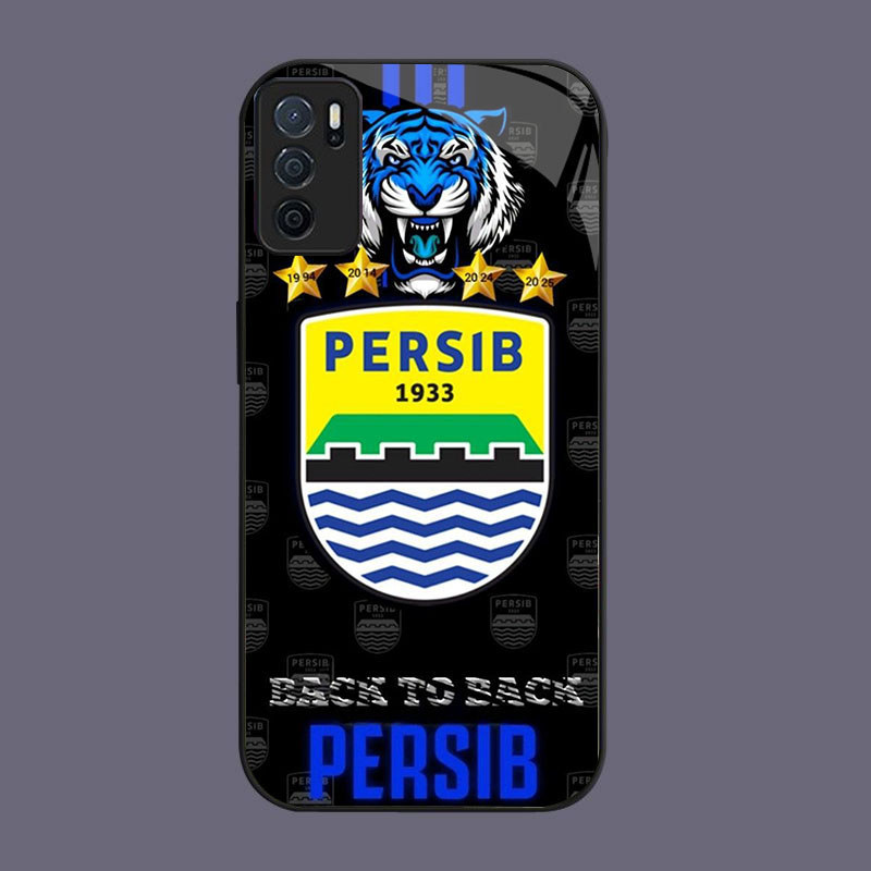 DK-77 Persib โลโก้ปลอก GLASS กรอบนุ่มสีดํา OPPO Reno A16 A74 F19 A54S A16S F19S A95 6 Lite