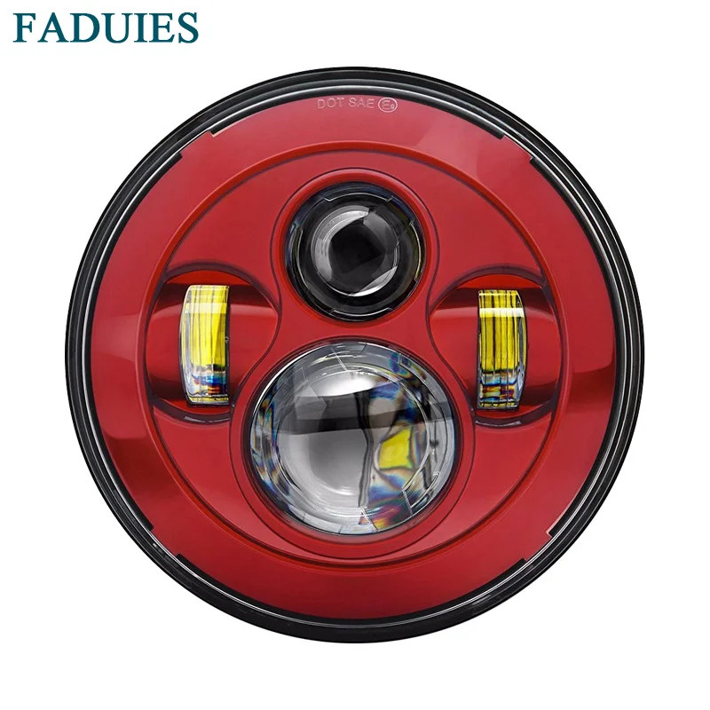 1pcs Red 7 inch 40W Headlight Motorcycle led headlamp 7'' Motorcycle red Projector  LED Light Bulb