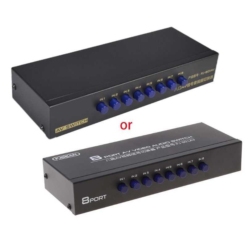8-Way AV Switch RCA Switcher 8 in 1 out Composite Video L/R Selector Box for DVD เกมคอนโซล
