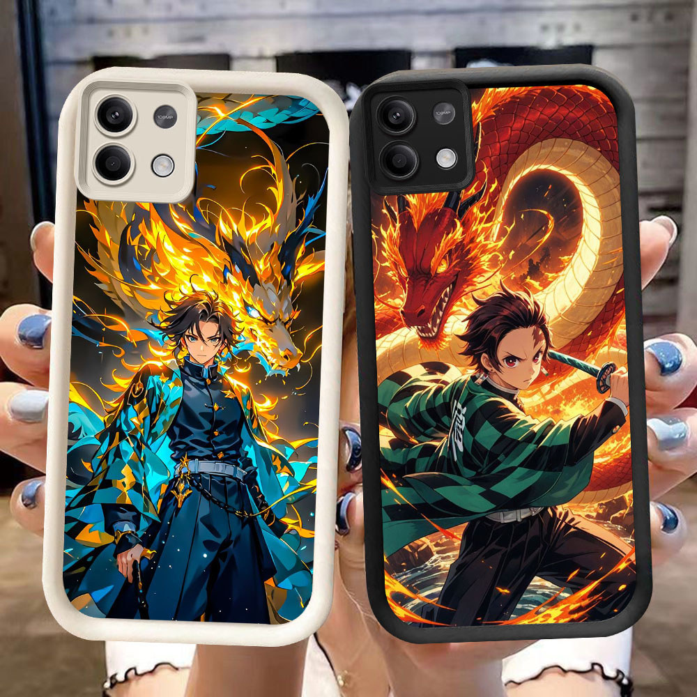 DJ-51 XDemon Slayer Kimetsu ไม่มี Yaiba ปลอกซิลิโคนสีดําและสีขาวสําหรับ Xiaomi Poco M6Pro X6 X6NEO F
