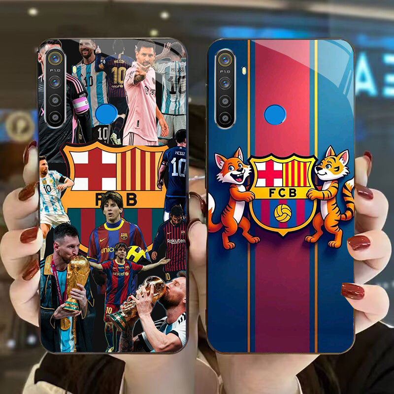 DK-62 FC Barcelona โลโก้ปลอก GLASS กรอบนุ่มสีดํา OPPO Realme Narzo Reno F27 20 C65 3 5i 5 20A 7 3i 1