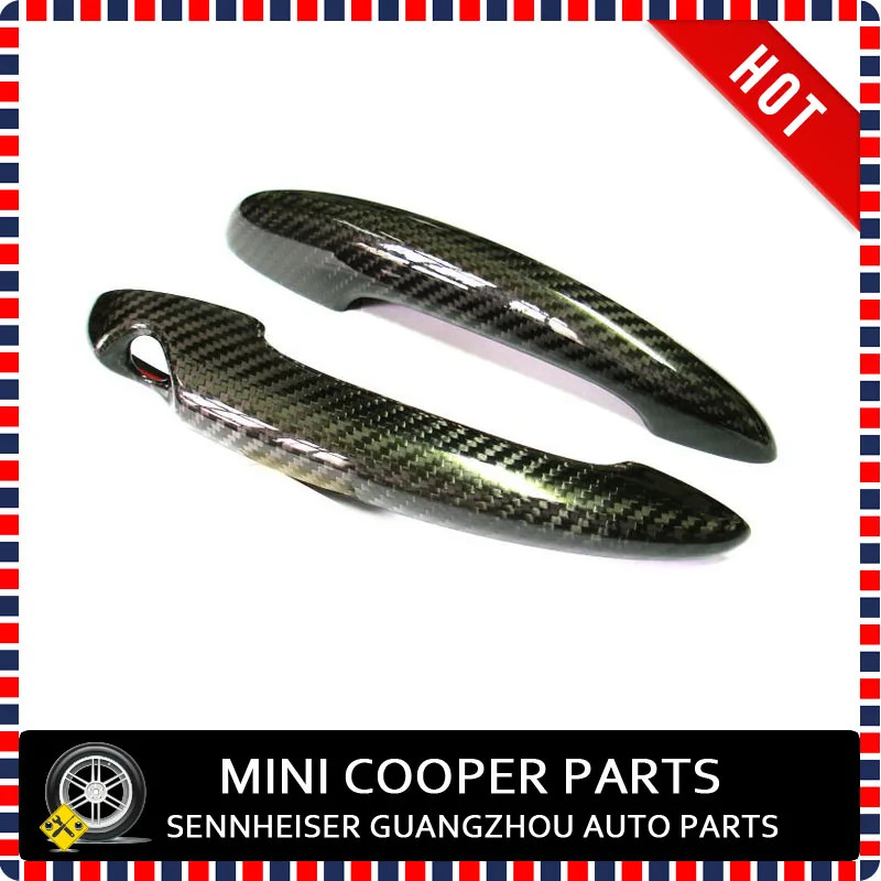 Brand New Black Carbon Fiber Style UV Protected Door Handle Cover For mini cooper R55 R56 R60 (2 pc