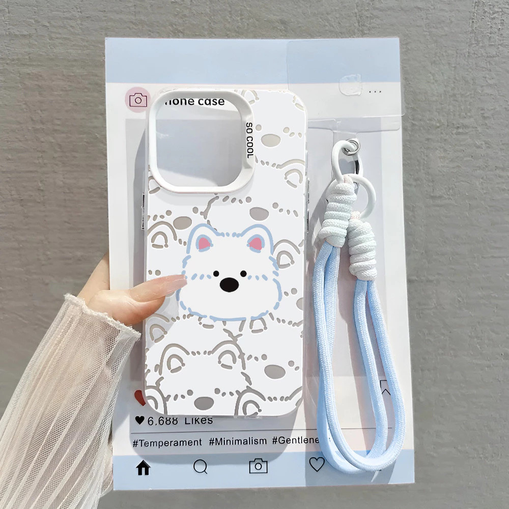 น่ารักการ์ตูนสุนัขสีขาวขนาดเล็กสําหรับVIVO V60 V50 Lite 5G V40 V27e V30 V30e S1 V29 V23 V23e V25 Pro V27 V29e