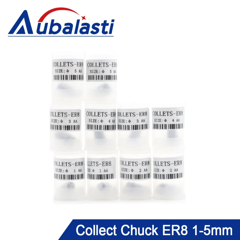 Aubalasti ER8 Collet Chuck Nut Spindle Collet Lathe Tool Holder Pinza ER8 Collet Set Caliber 1-5mm