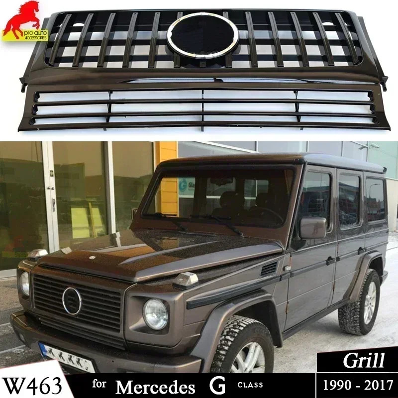 Front Bumper Centre Hood Grill Black Silver Grille for Mercedes G Class G Wagon W463 1990-2017 G350