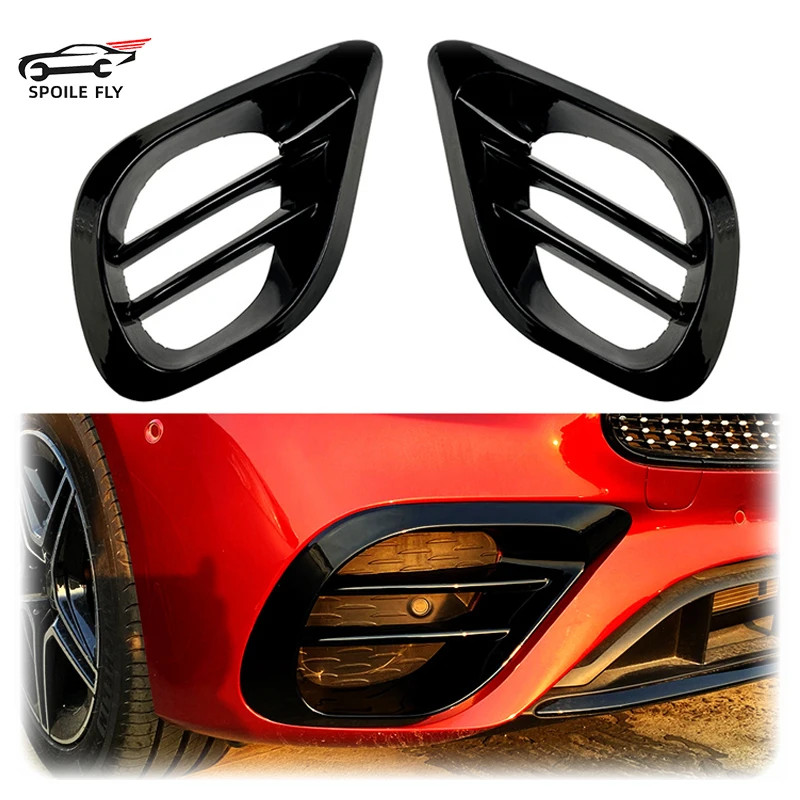 Car Front Bumper Canard Splitter For Mercedes E Class W213 S213 E260 E300 E53 AMG 2021 To Up Fog Li