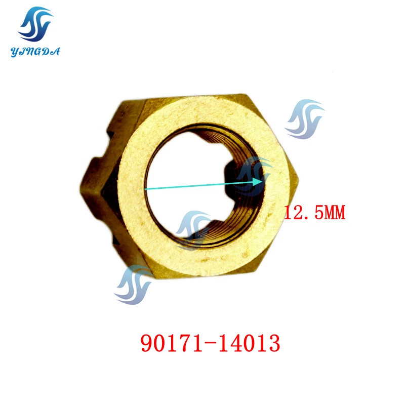 90171-16011 Copper Castle Nut for Yamaha Outboard Engine Motor 40HP 50HP 55HP 60HP 70HP 90HP，90171-