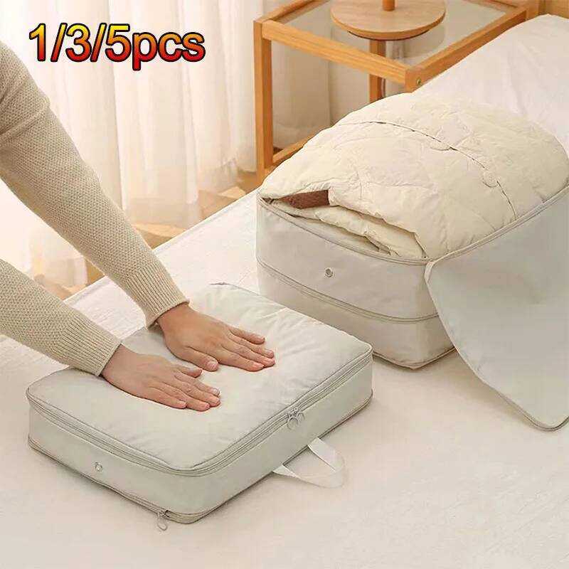 C 1-5Pcs Large Compression Quilt Clothes Closet Cabinet Org Storagepouch Ultra Space Saving Self Co