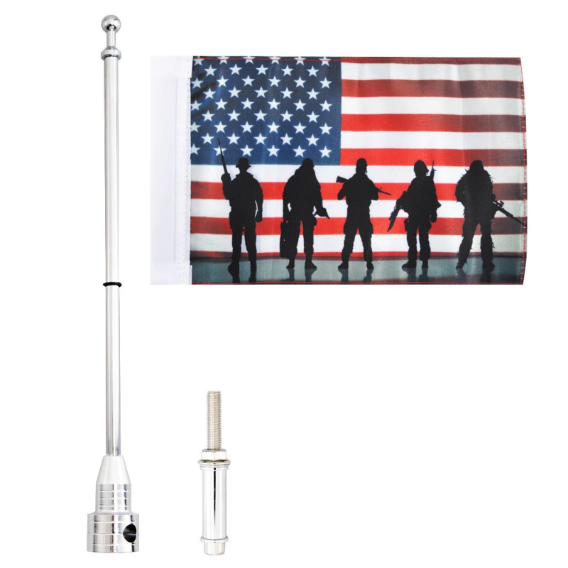 8MM Motorcycle Flag Tough Guys Special Forces Luggage Rack Vertical Flag Pole Flag Chrome Mast Fit
