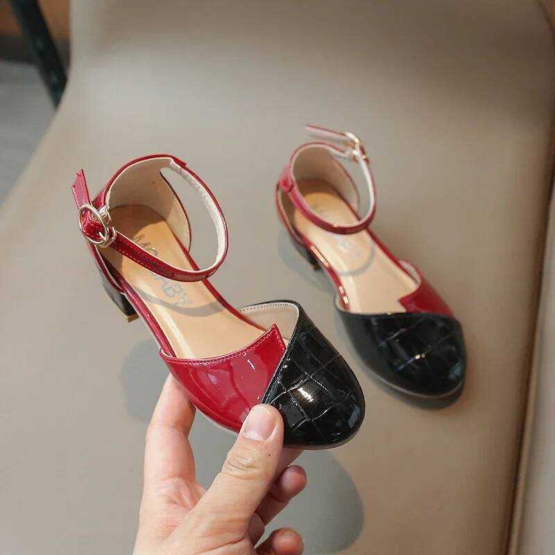 C New Girl' Red High Heel Kid' Verion White Shoe Children' Prince Sandal Girl Show Shoe Baby All Fa