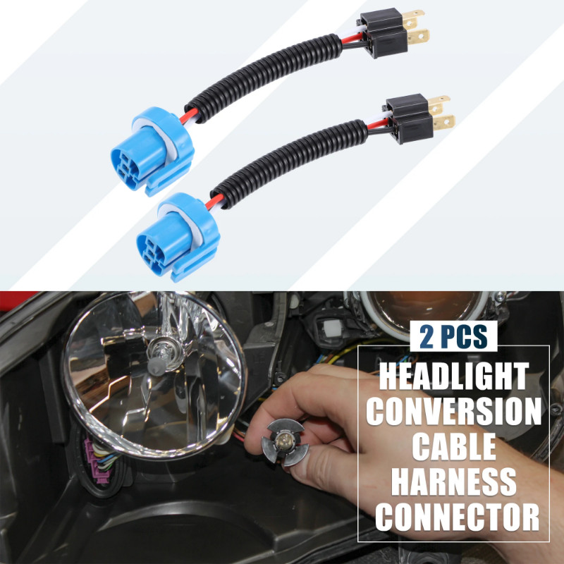 Uxcell 2 Pcs 9007 Female to H4 Male Male to H4 Female Plug Headlight Conversion Cable Harness Conne