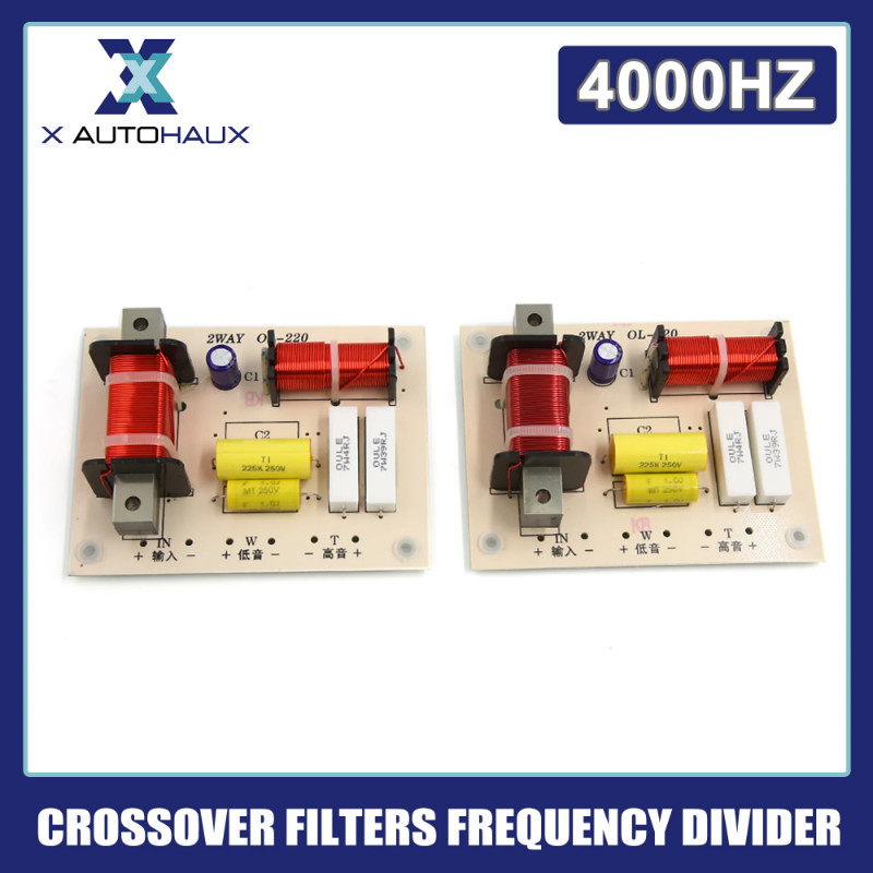 Uxcell 2pcs 180W High Low 2 Way Crossover Filter Universal Audio Frequency Divider 4000Hz  Aluminum