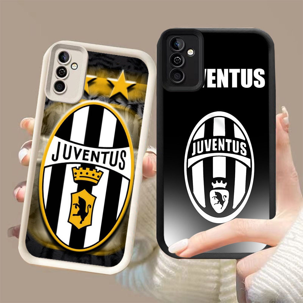 DK-68 JUVENTUS ปลอกซิลิโคนสีดําและสีขาวสําหรับ Samsung A35 A34 S25 S24 A24 A17 A26 A25 FE Ultra 5G