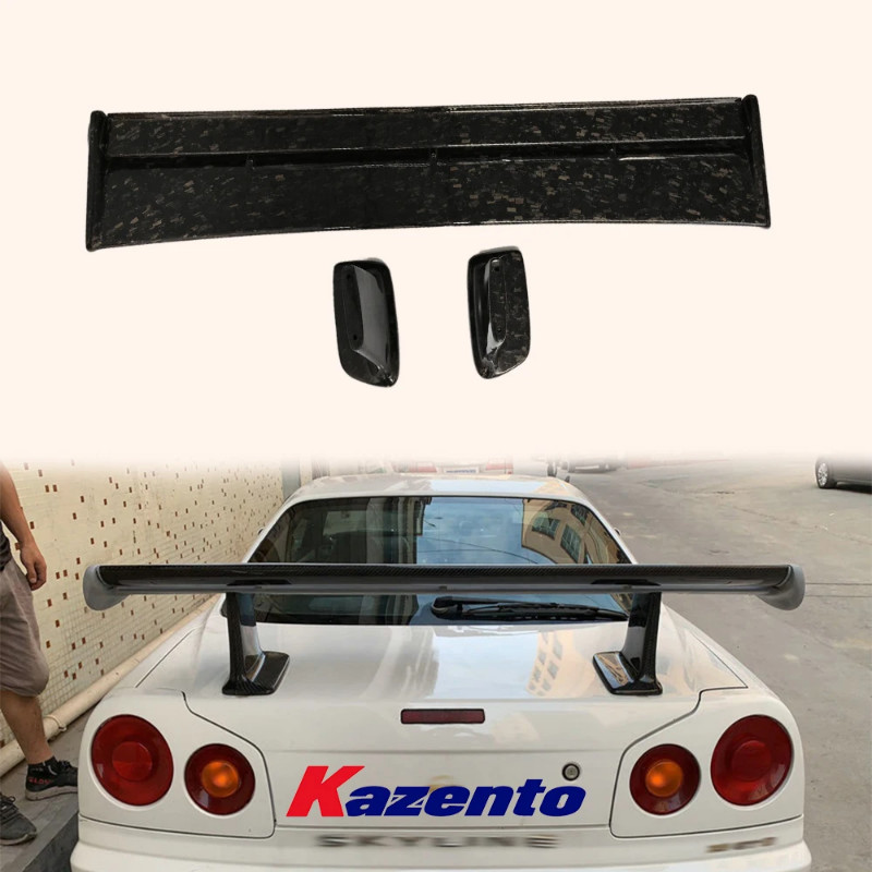 For Nissan Skyline R34 GTR GTT High Leg Forged Carbon Rear Trunk Spoiler Wing