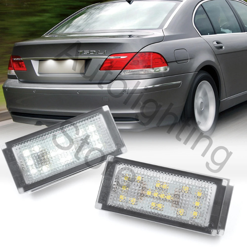 2Pcs Error Free LED Number License Plate Lamp For BMW E66 E65 7-Series 735i 2006-2008 White 12V Can