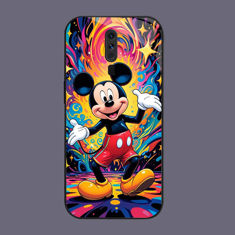 DK-72 Mickey Mouse Casing GLASS soft frame สีดํา OPPO Reno 2019 F11 A9 2F A5 2Z A9X 2020 Pro
