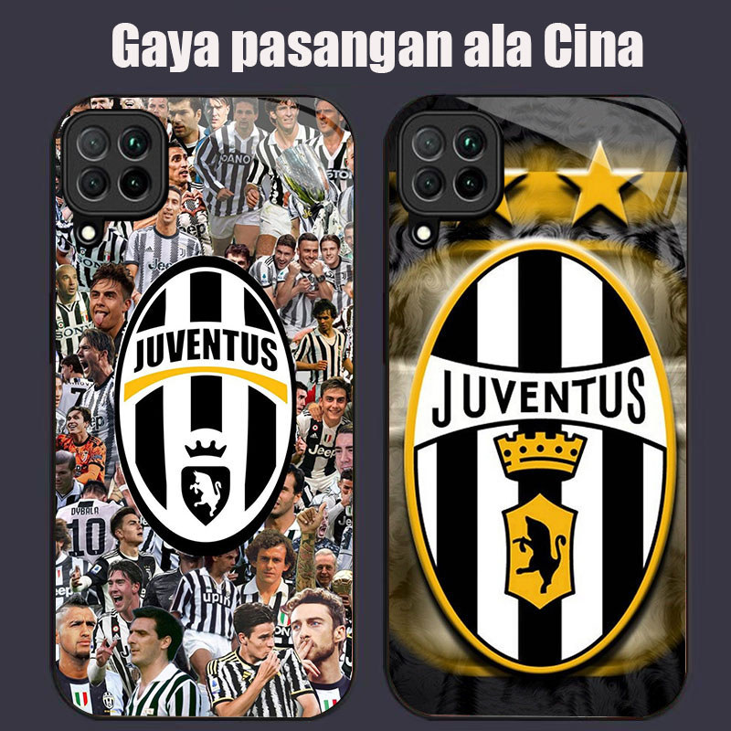 DK-68 JUVENTUS Casing GLASS soft frame สีดํา Samsung A22 A12 M12 M32 5G