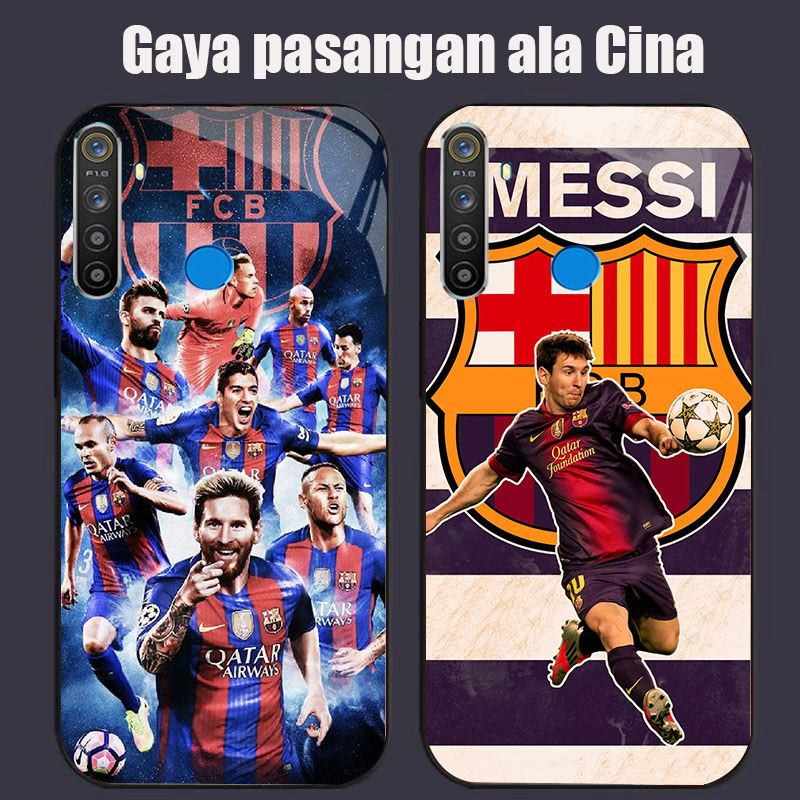 DK-86 Football star Messi Casing GLASS soft frame สีดํา OPPO Realme Narzo Reno F27 20 C65 3 5i 5 20A