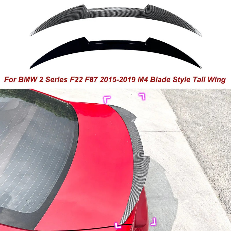 Car Tail Wing Wind Blade Style For BMW 2 Series F22 F87 2015-2019 M4 Roof Trunk Spoiler Fixed Wind