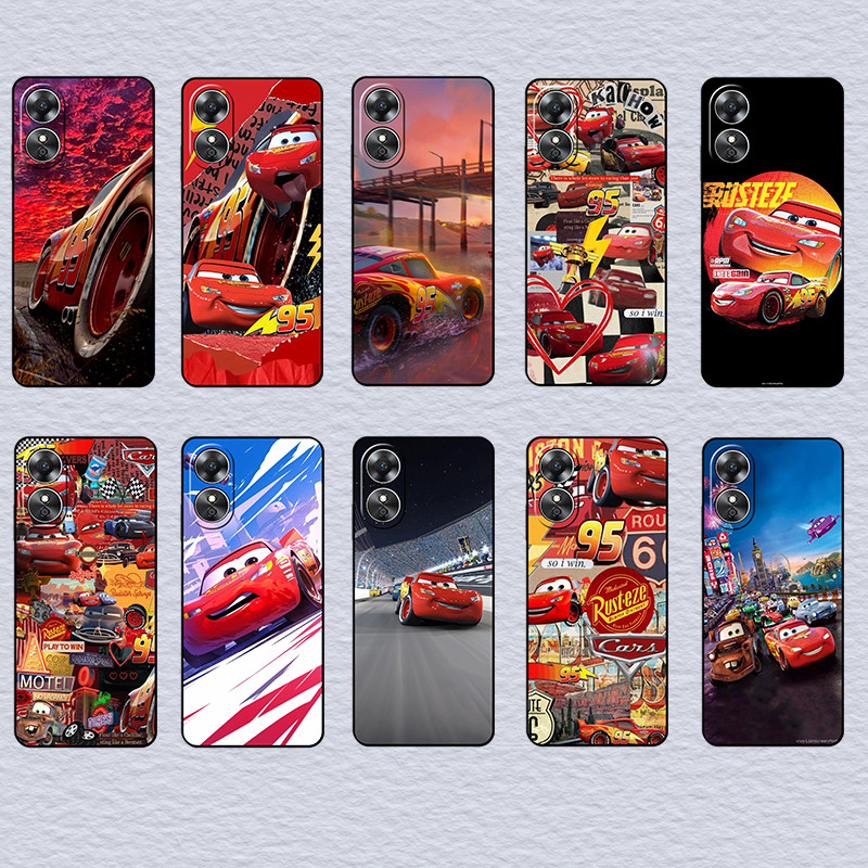 สําหรับRealme C51S C67 C68 C63 C61 P1 หมายเหตุ 50 Lightning McQueenเคสโทรศัพท์TPUสีดํานุ่ม