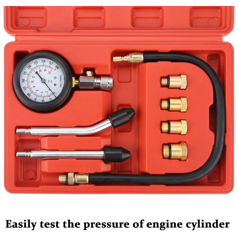8pcs Engine Cylinder Compression Tester Kit Automotive Tool Gauge,Cylinder Compression Gas Engine P